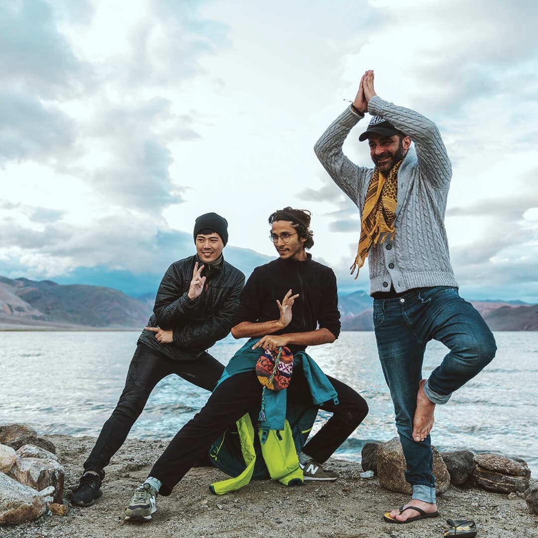 Posing for picture with friends