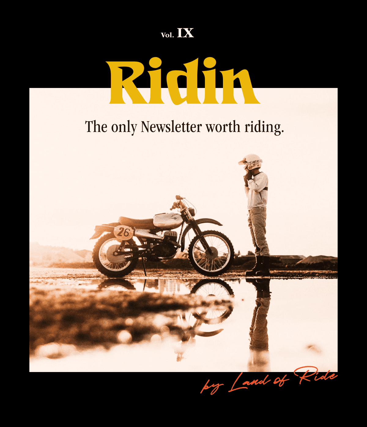 Photo Cover of Rider in front of his bike for Ridin Magazin