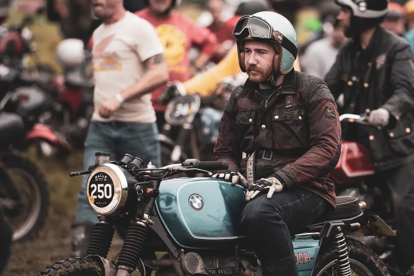 Man on his custom BMW motorcycle in the Malle Mile