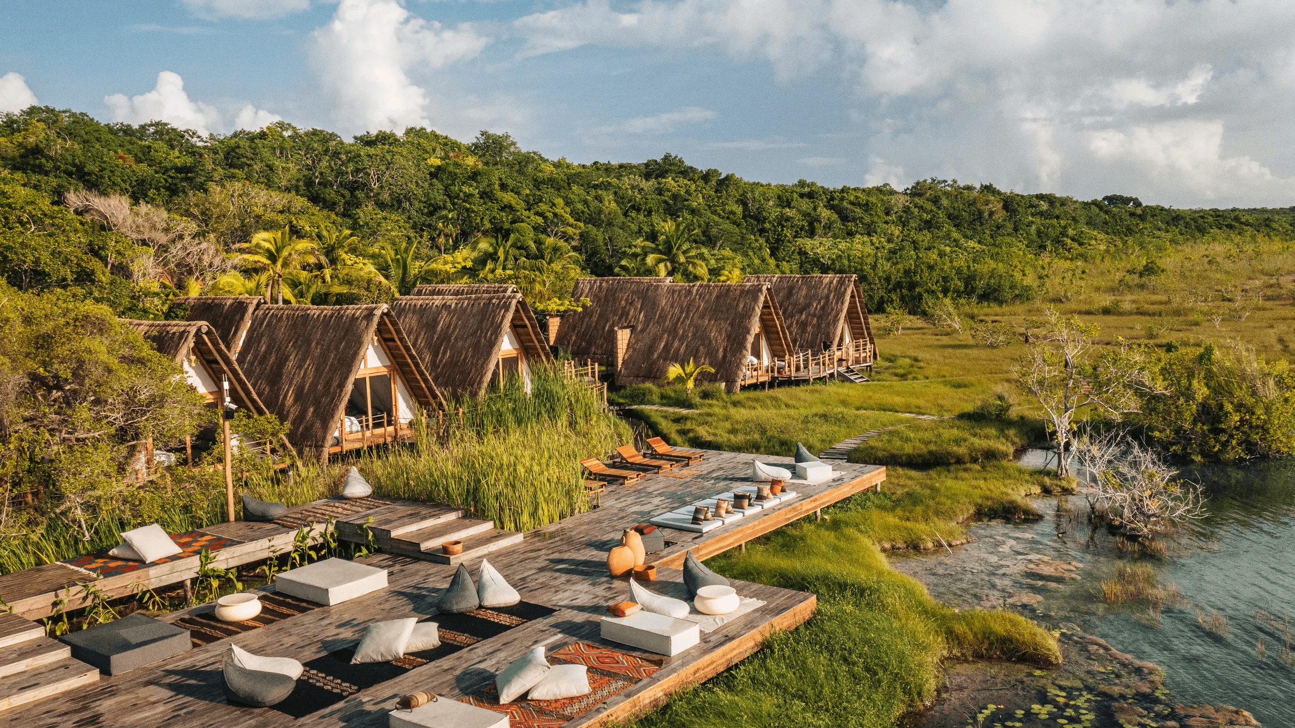 Habitas Bacalar Hotel from drone view