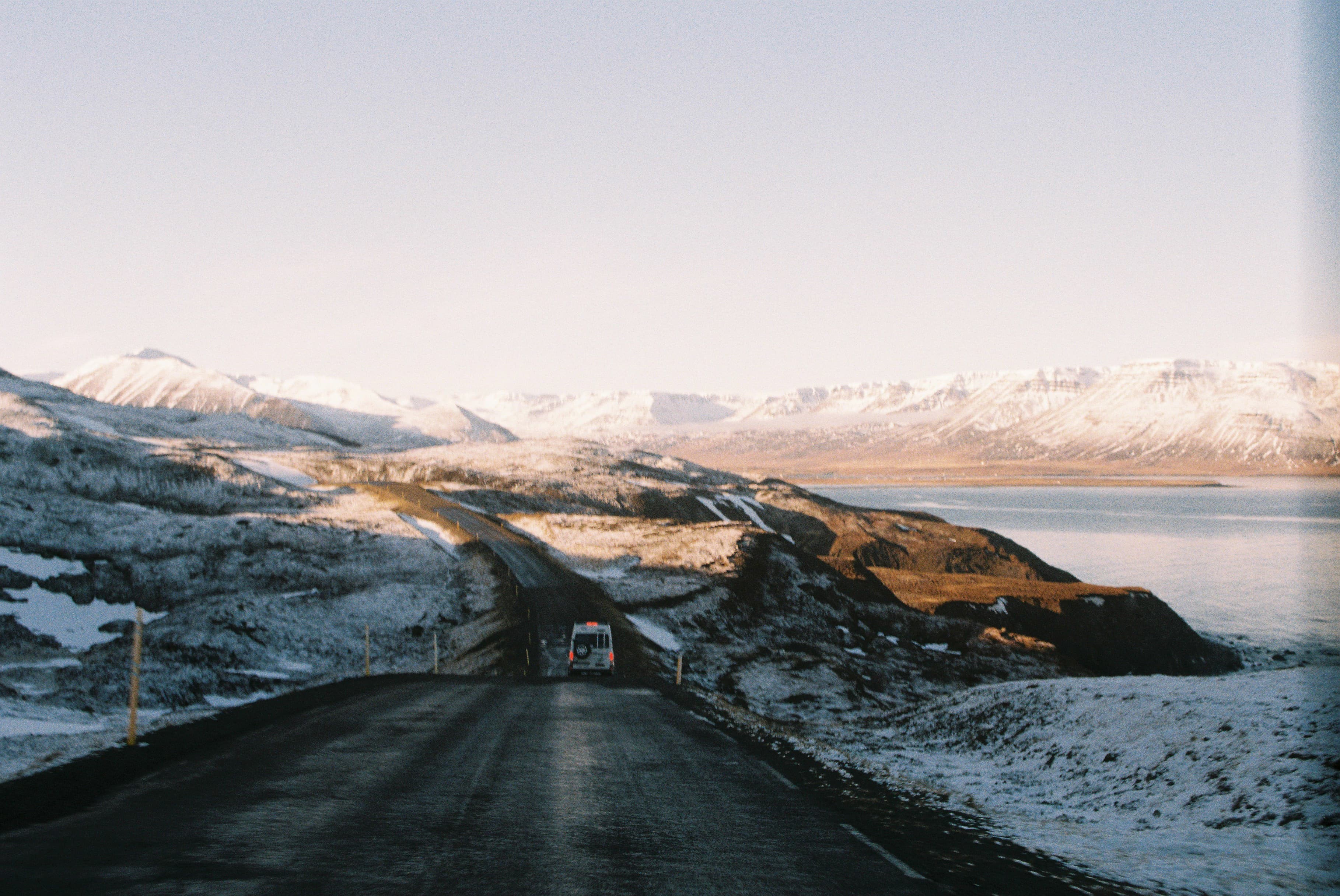 Van riding in icelandic road
