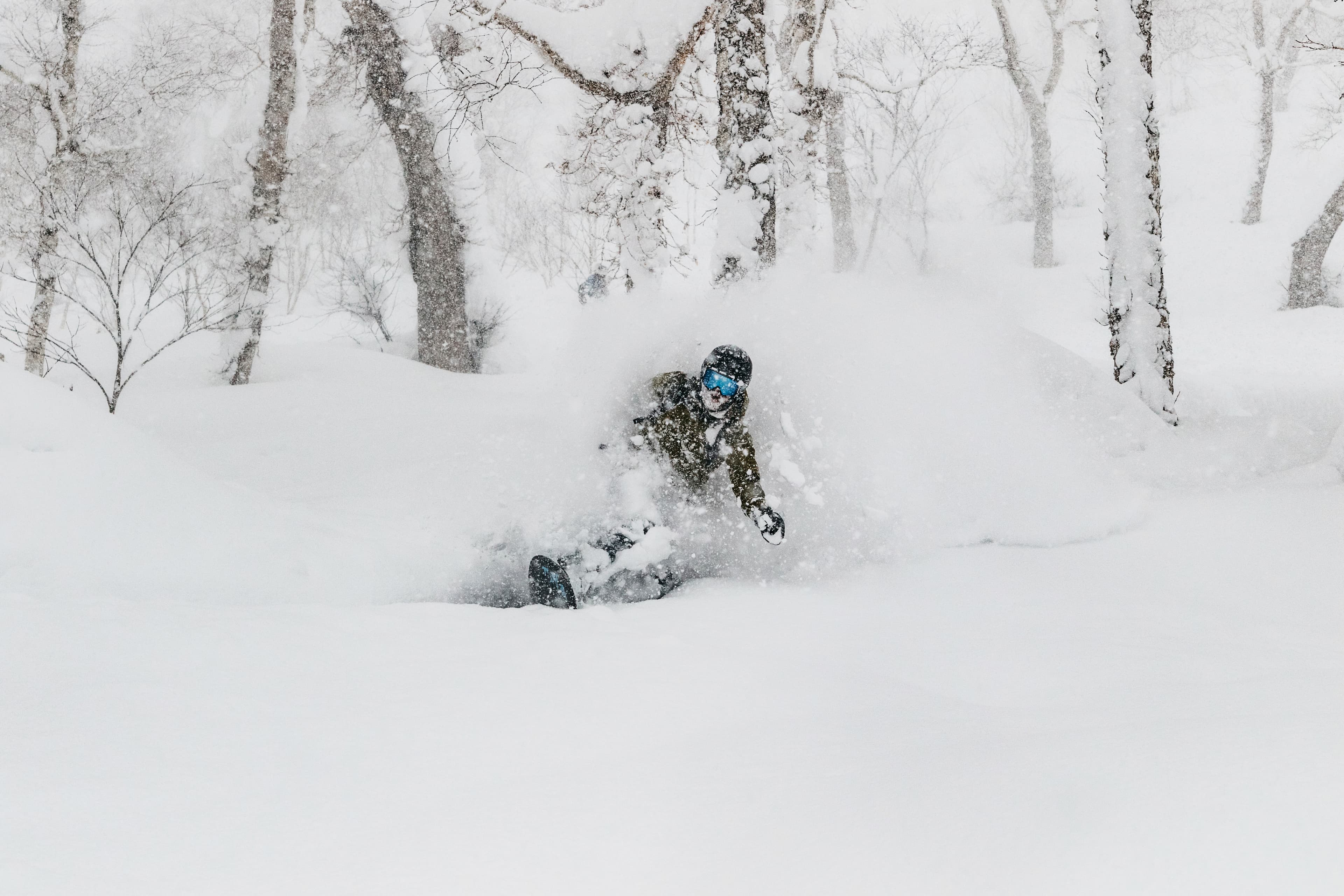 Off-piste in power snow in Niseko 