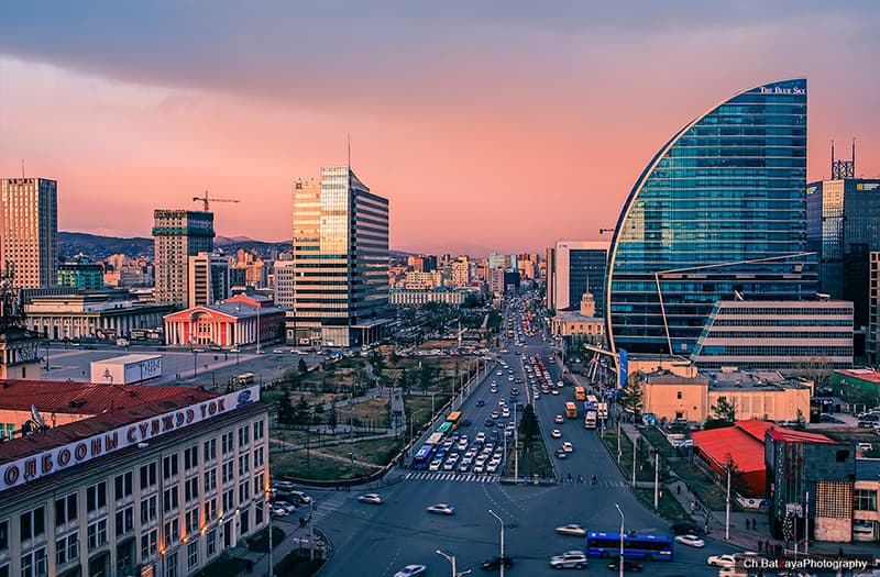 Ulaanbaatar city in the evening