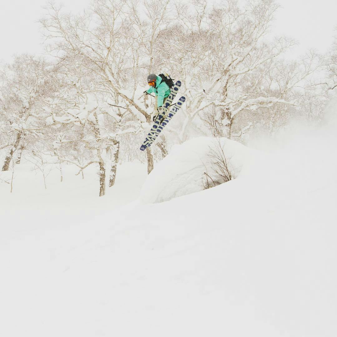 Ski Jumping on a pillow in Niseko, Japan.