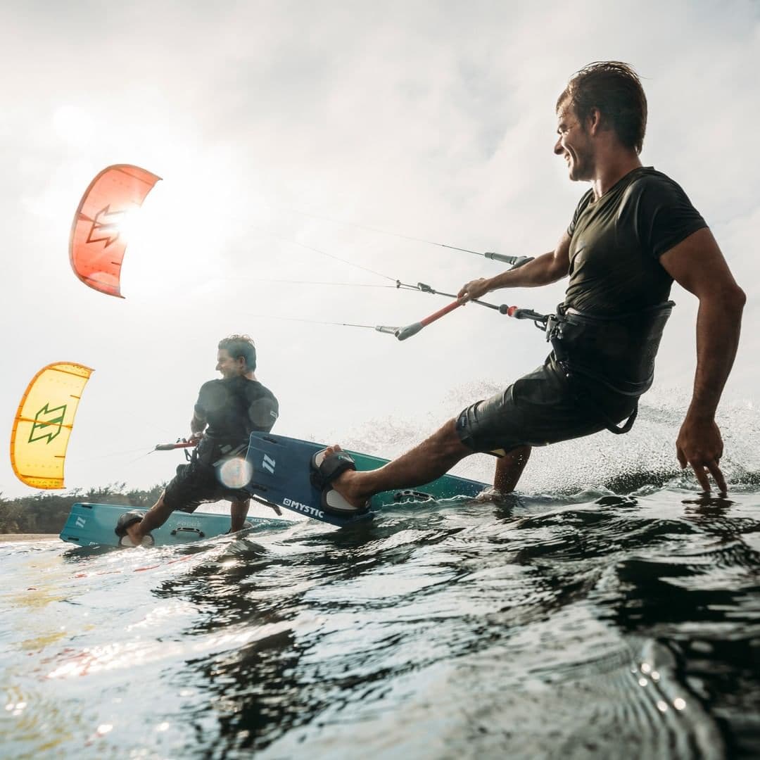 Friends kitesurfing