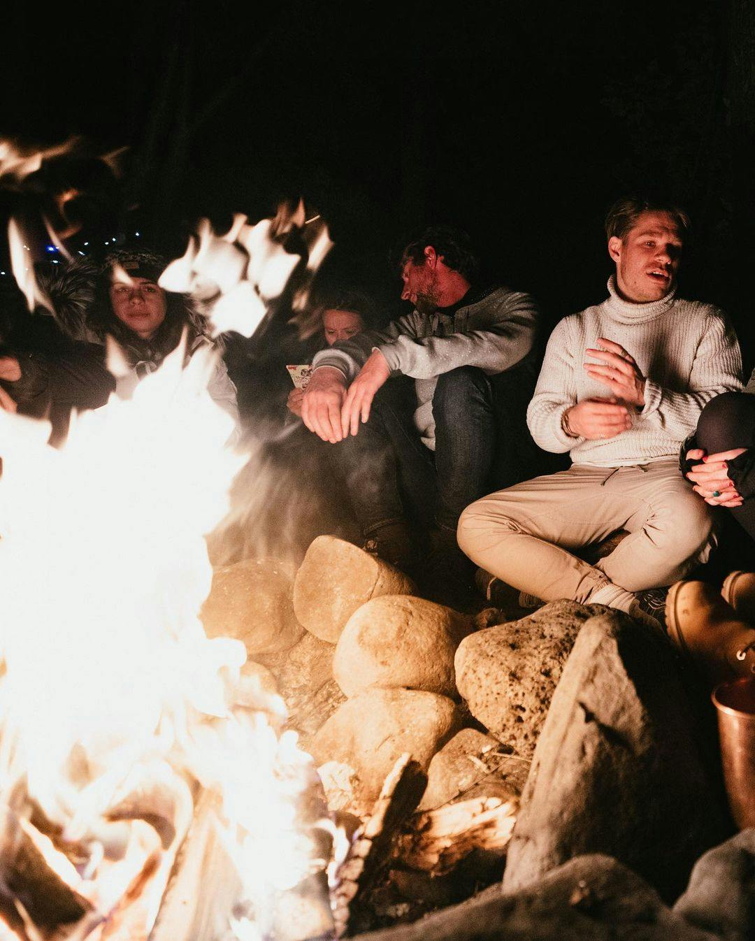 Campfire with friends in Iceland
