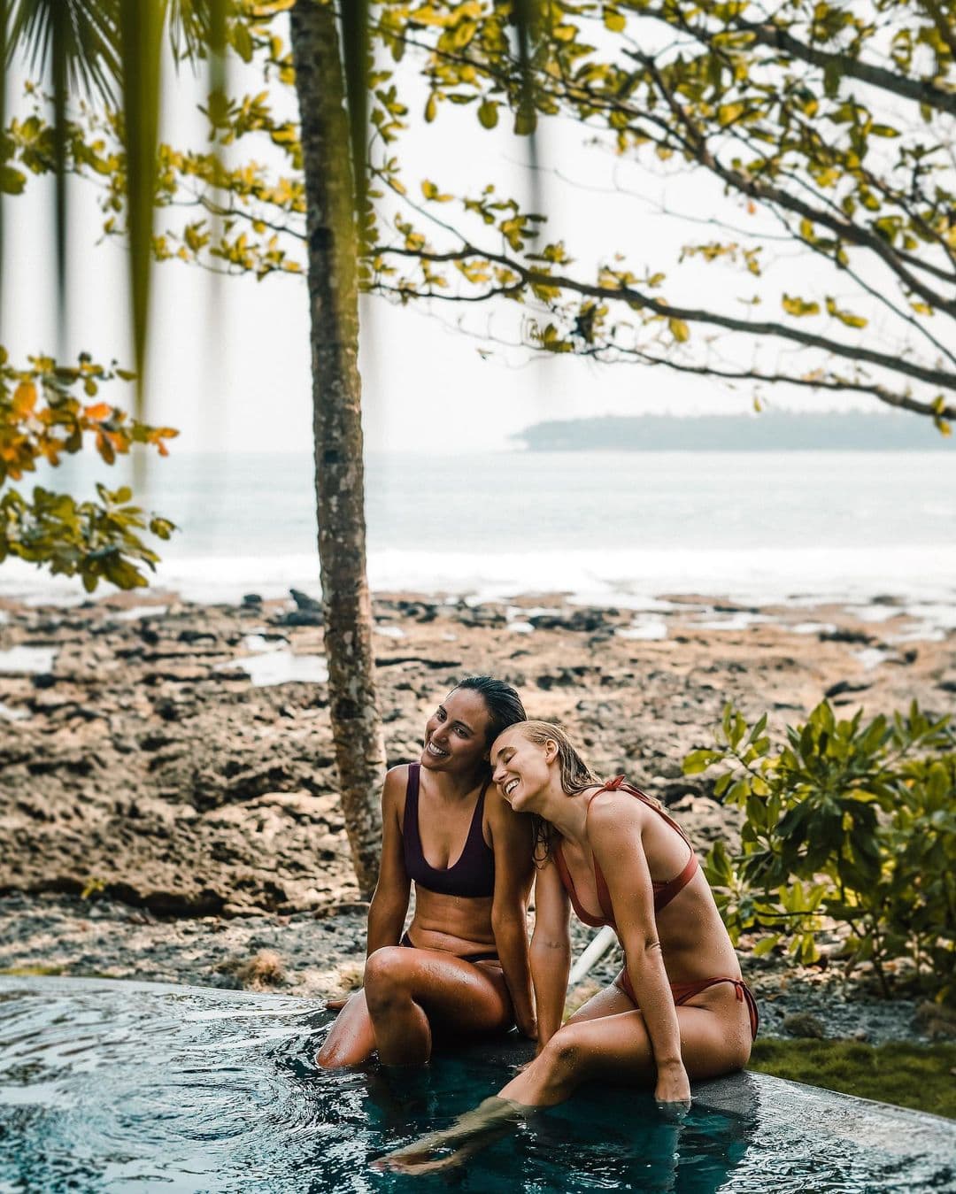 Girl friends in the pool