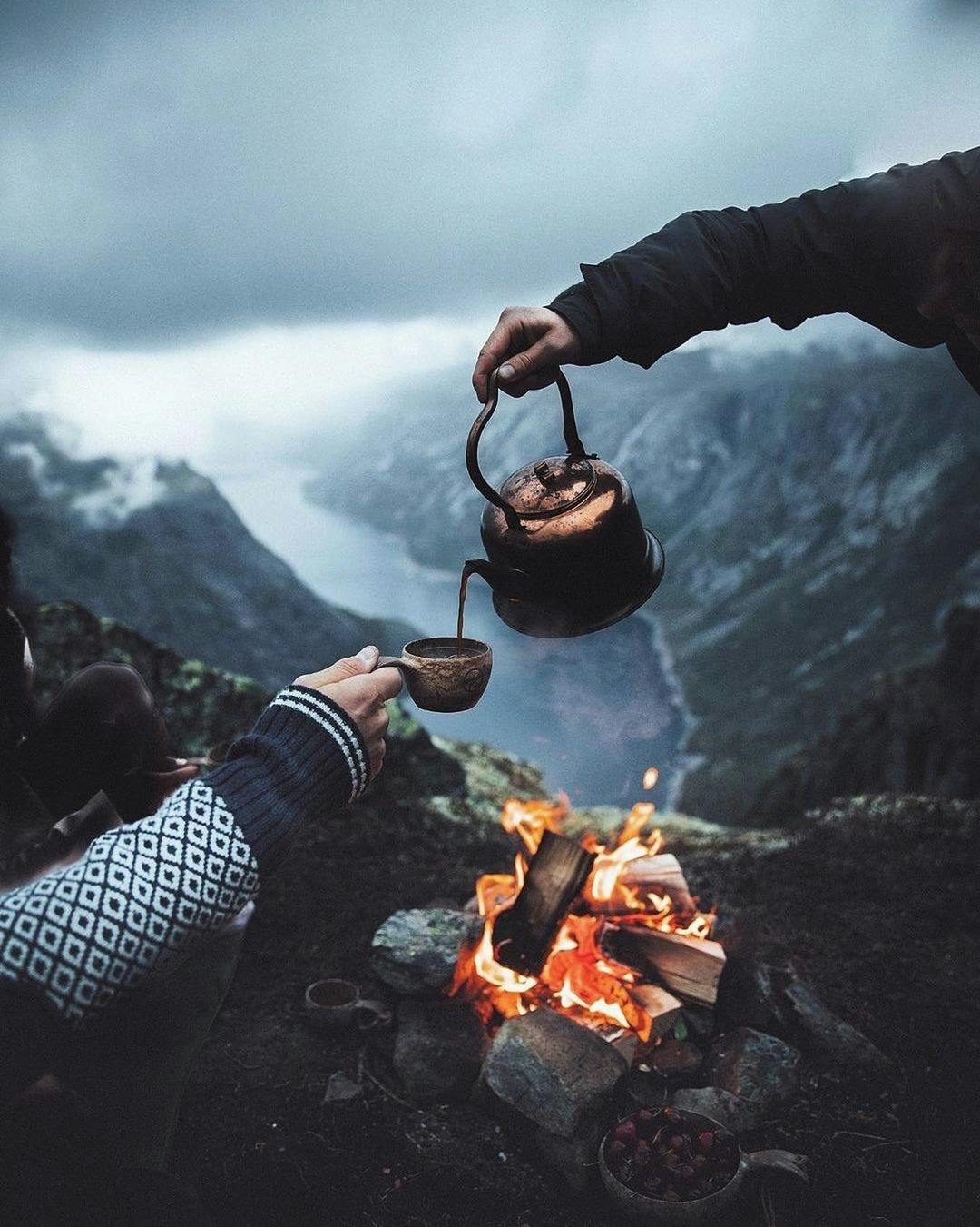 Tea Time on a mountain in Iceland