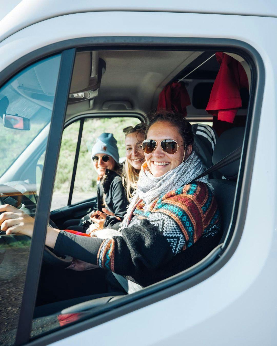 Girls in a van in Iceland