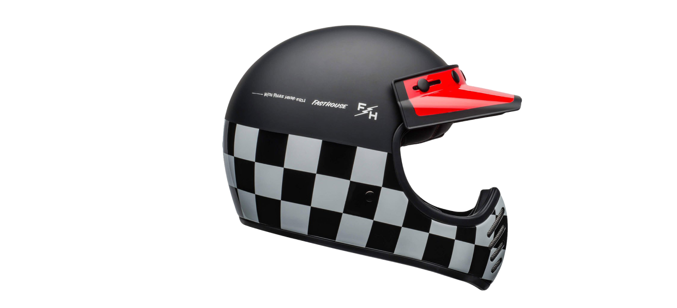 Bell Black Moto Helmet with Race Flag