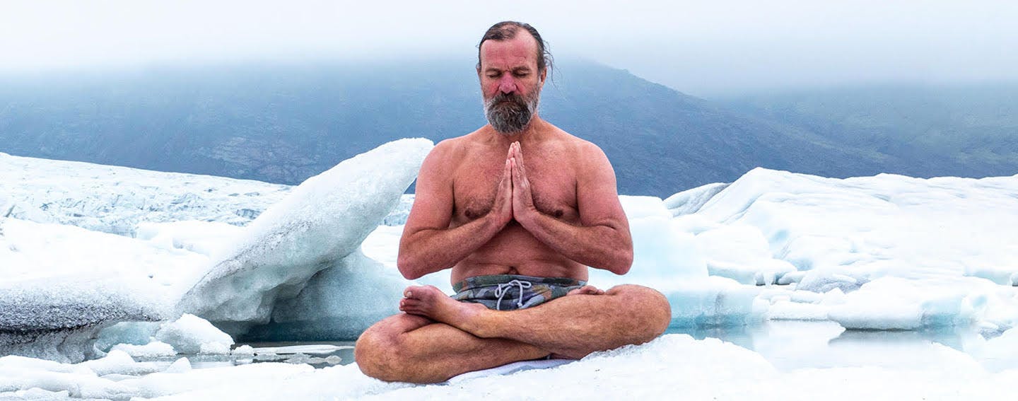 Wim Hof meditating on ice 