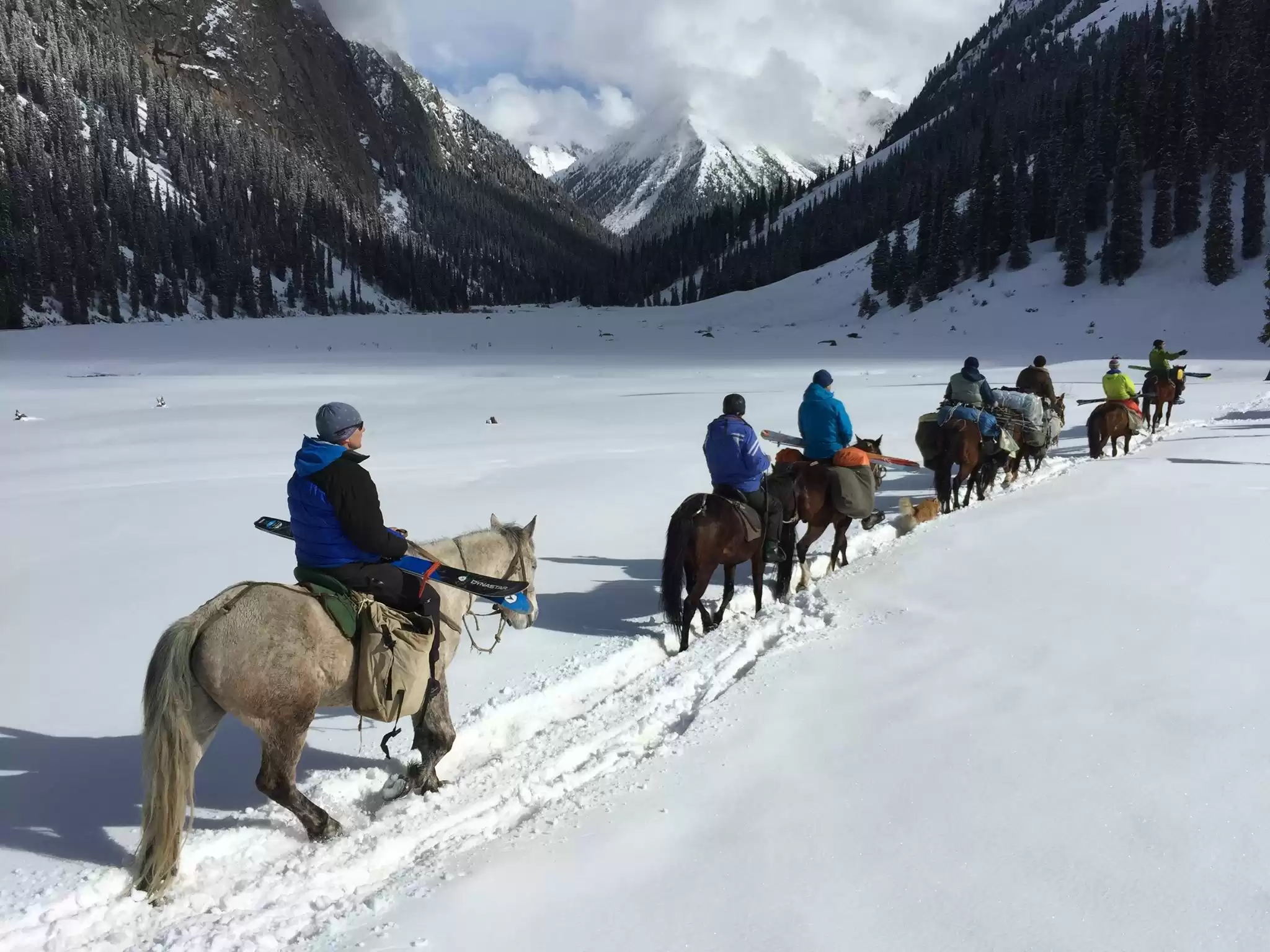 horseback riding while skiing