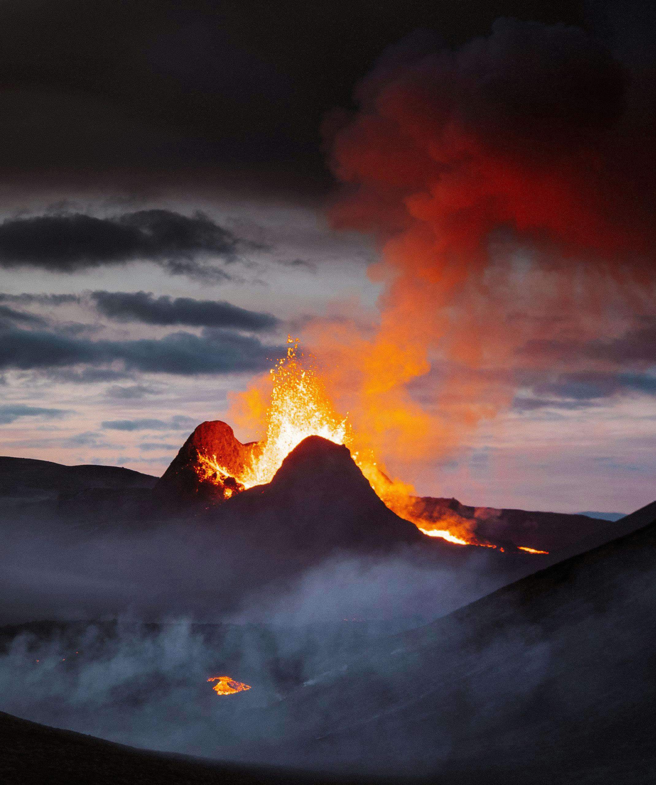 Volcano exploding in iceland