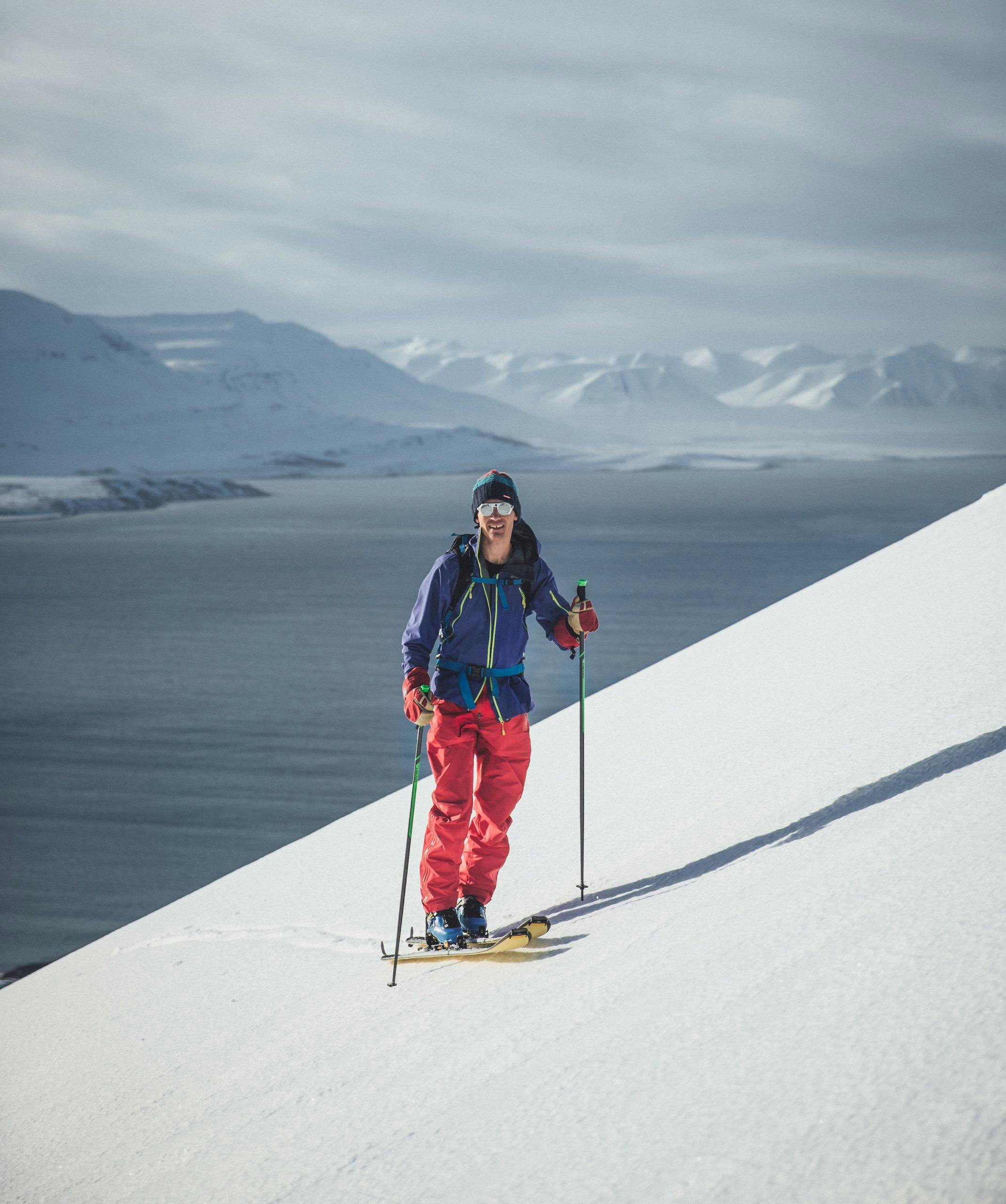 Leo alsved ski touring in Iceland