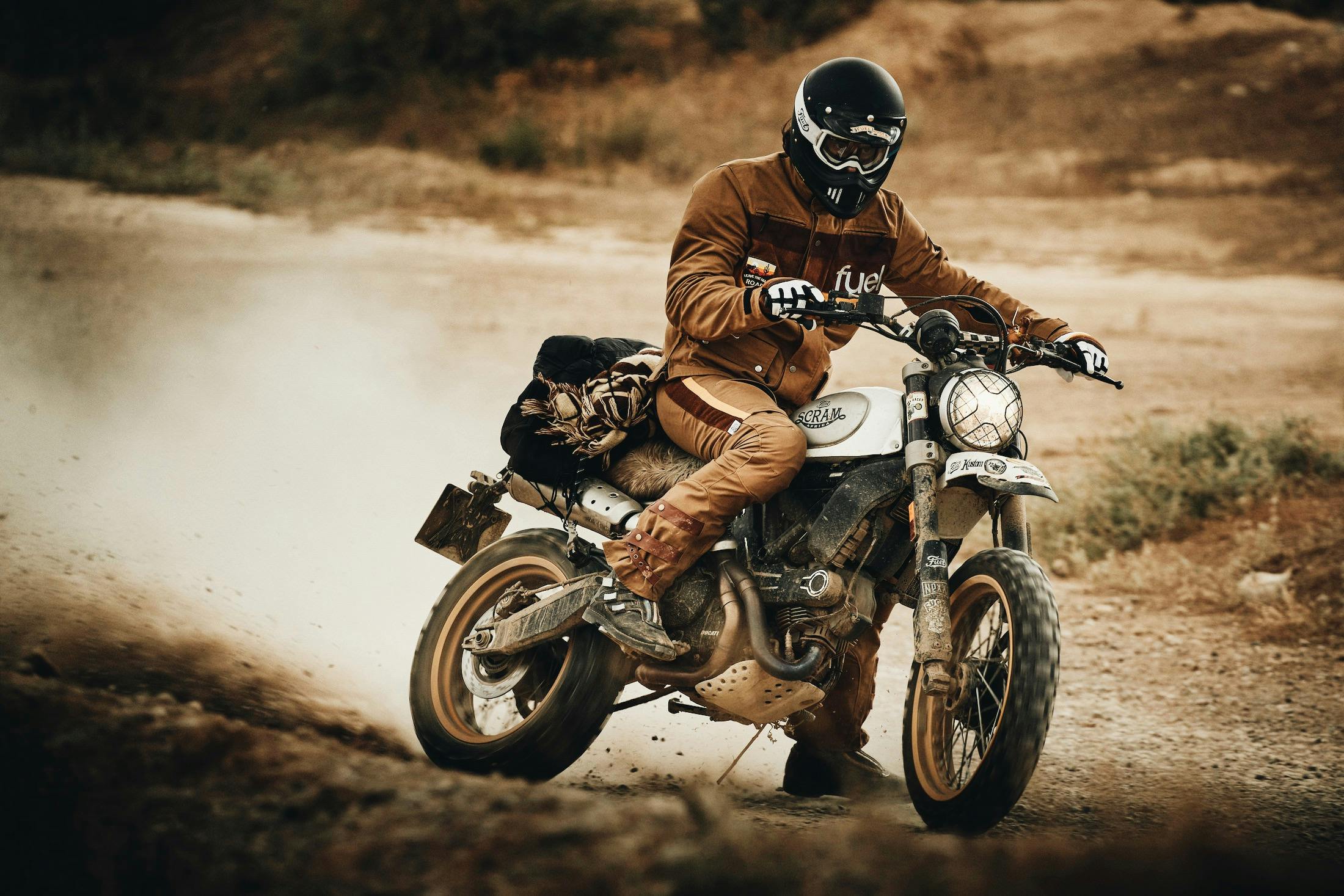 Riding Scram Motorcycle Desert