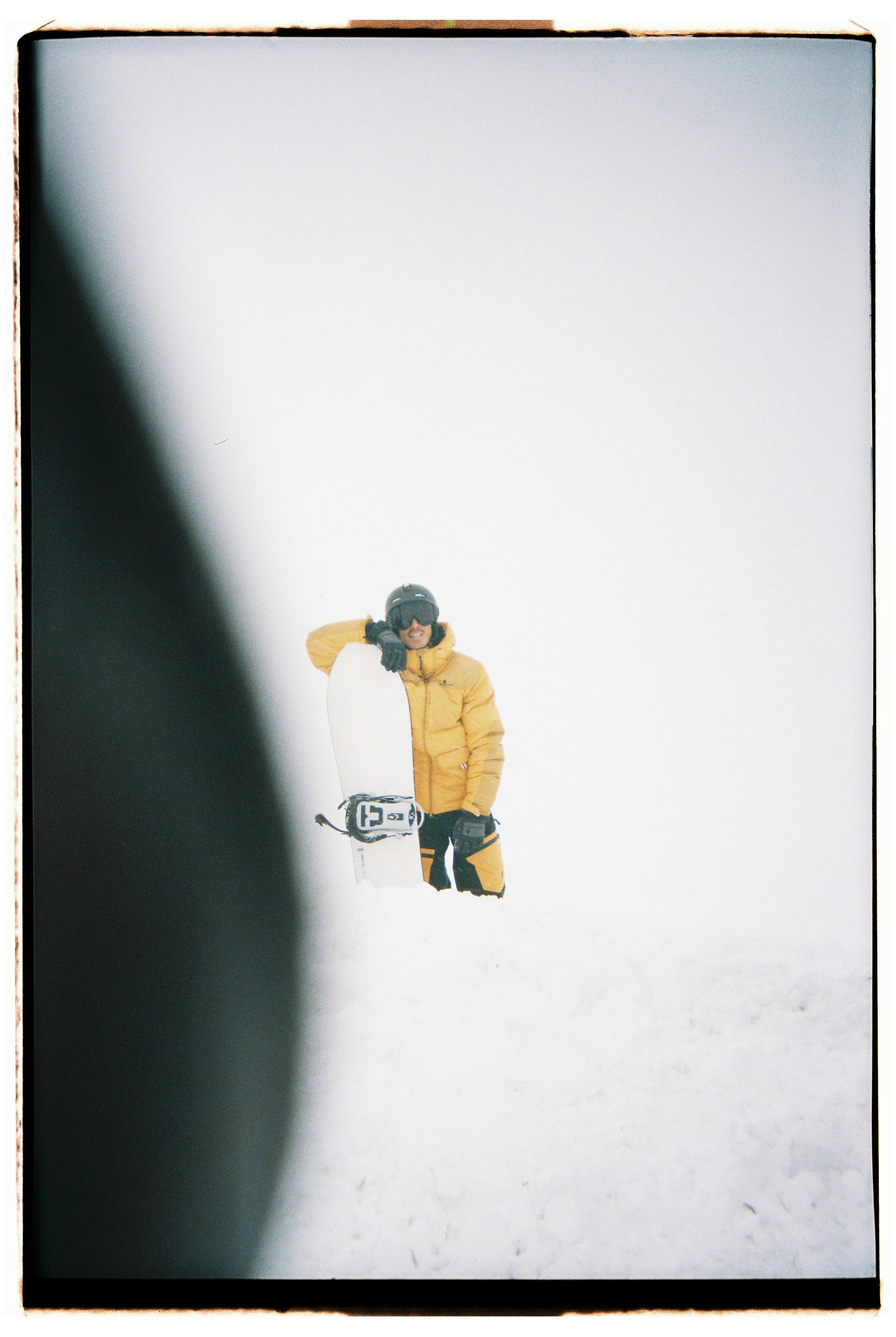 Jorge Abian in Georgia with a Korua Snowboard