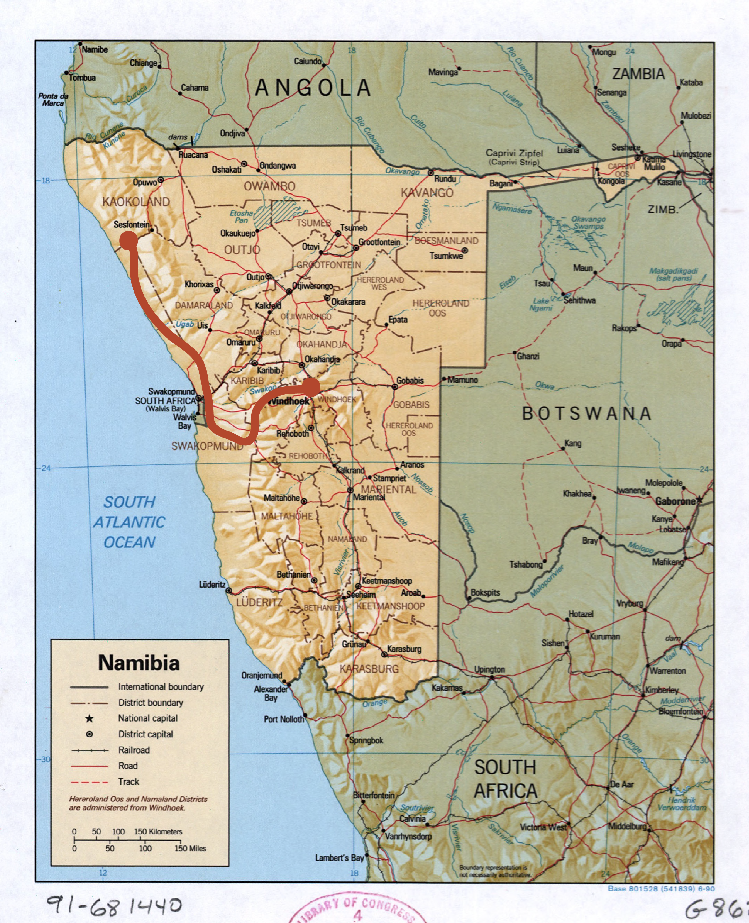 Map of tour Namibia