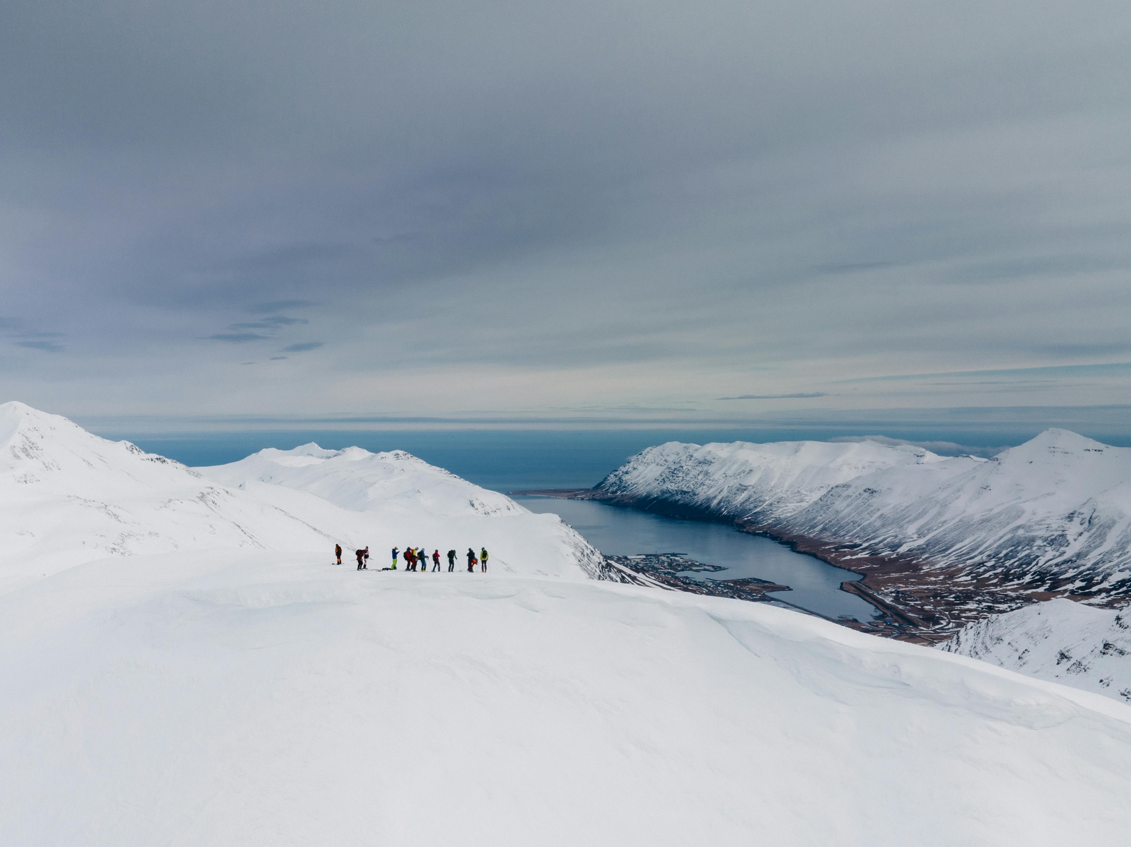 Iceland Mountain Top friends Ski Touring