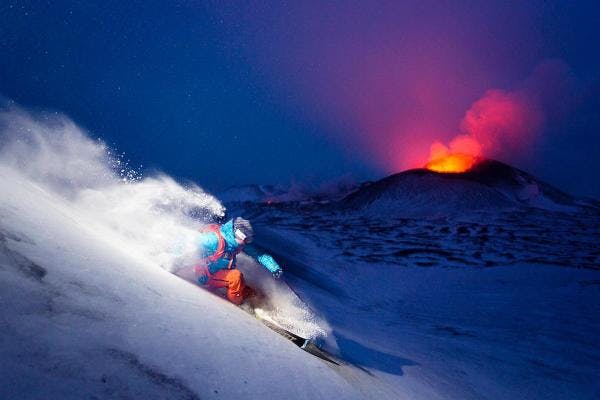 Active volcano in Kamchatka 