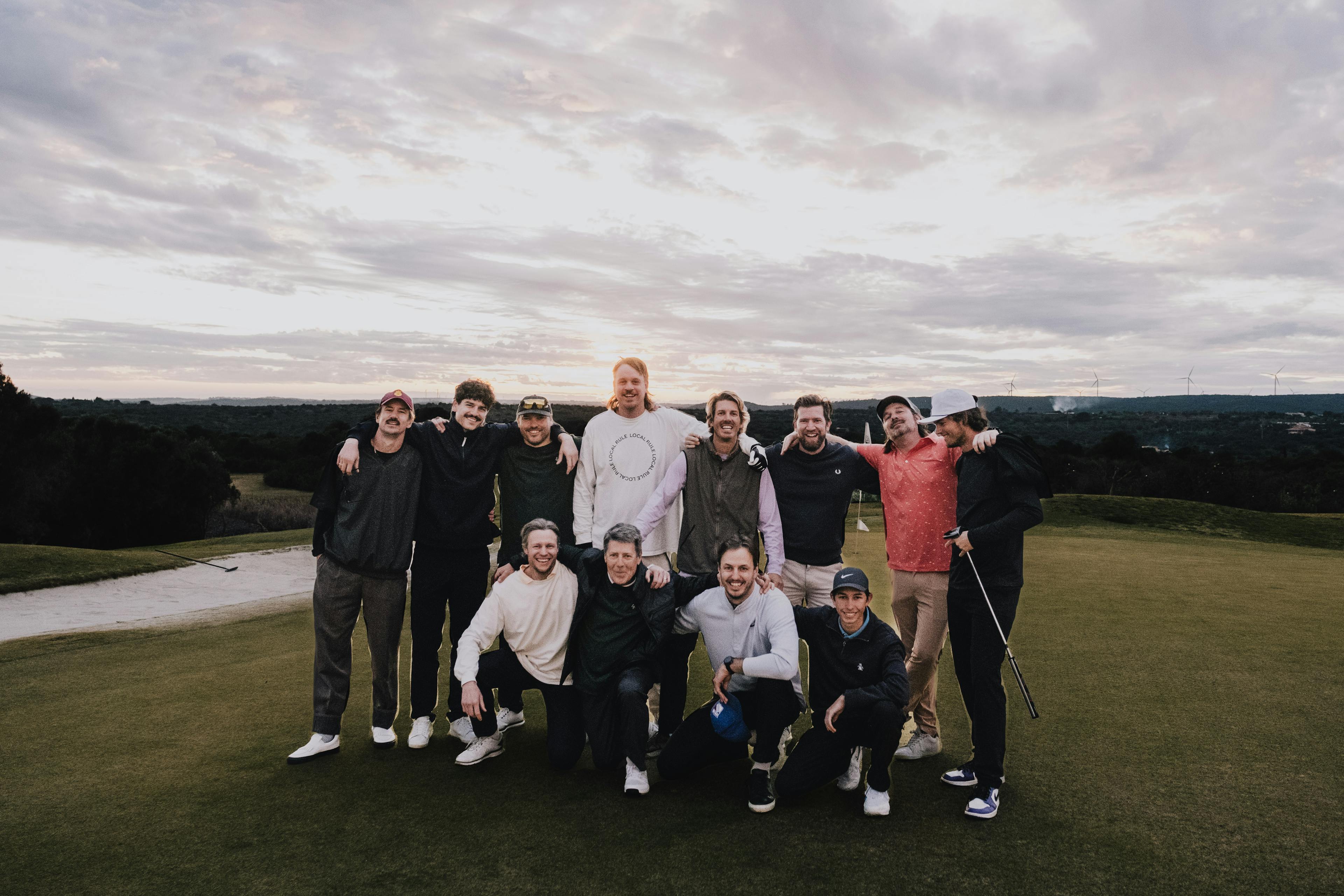 Group of friends playing golf