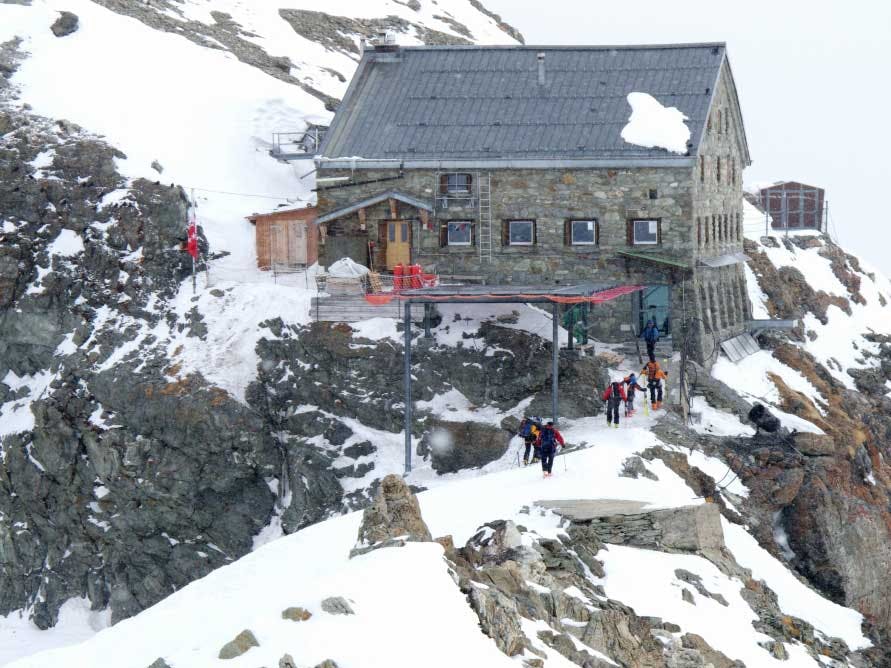 Views of the hut you stay in during the night on the Haute Route ski tour expedition