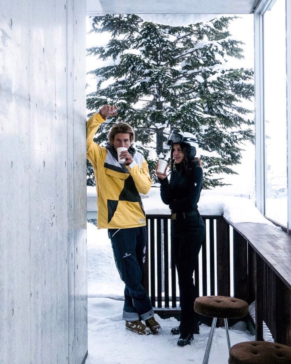 Friends having cool coffee in the lobby of Hotel in Niseko Japan